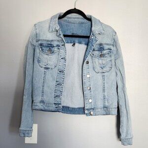 Kut from the Kloth Distressed Sky Blue Jean Jacket